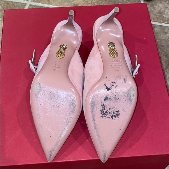 ✅SOLD✅ Aquazurra 75mm Blossom Suede Buckled Mules - Picture 8 of 12